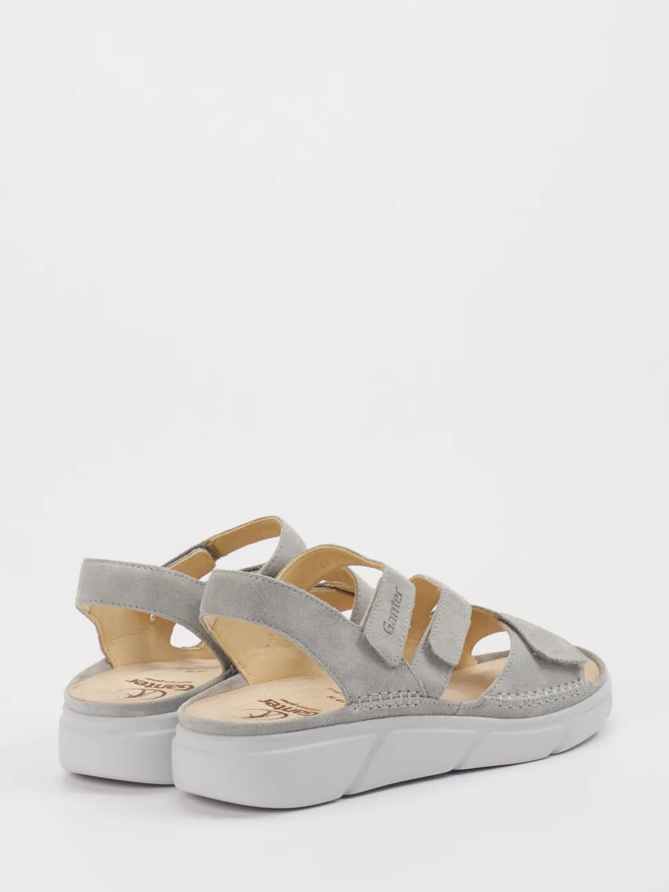 Ganter – Komfortsandalen aus Veloursleder hellgrau