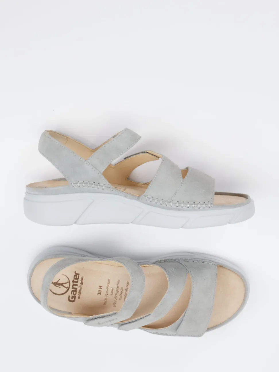 Ganter – Komfortsandalen aus Veloursleder hellgrau