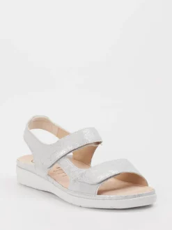 Ganter – Komfortsandalen aus Metallic-Material silber