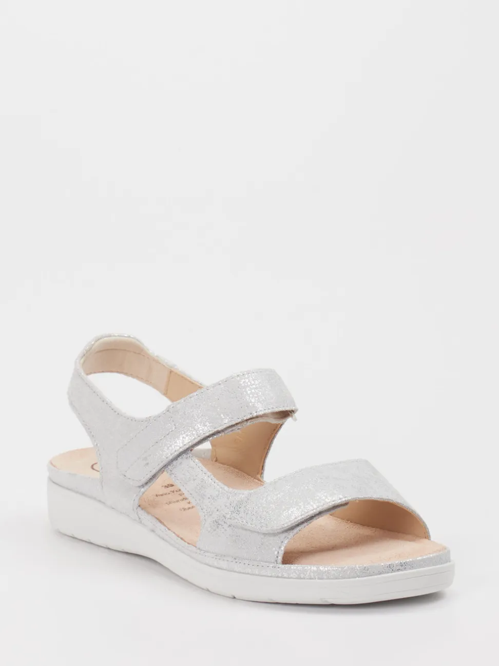 Ganter – Komfortsandalen aus Metallic-Material silber