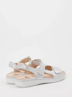 Ganter – Komfortsandalen aus Metallic-Material silber