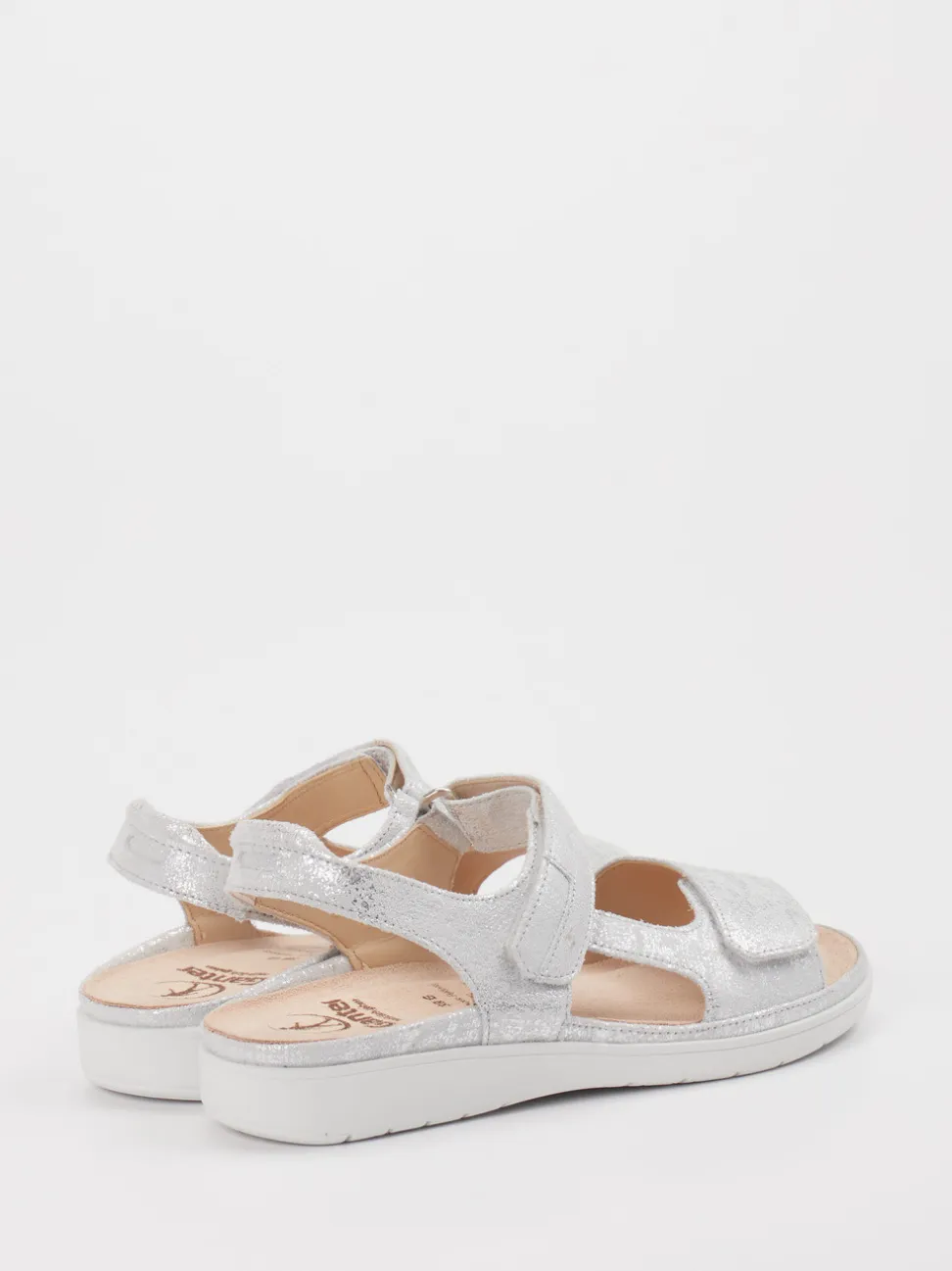 Ganter – Komfortsandalen aus Metallic-Material silber
