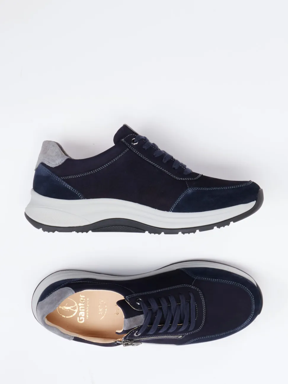 Ganter – Komfort-Sneaker aus Nubukleder Dunkelblau