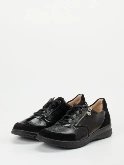 Ganter – Komfort-Sneaker aus Lackleder schwarz