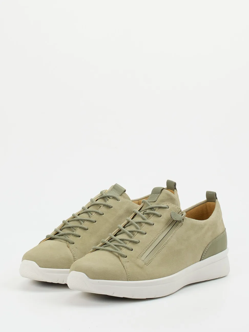 Ganter – Komfort-Sneaker aus Veloursleder salbeigrün