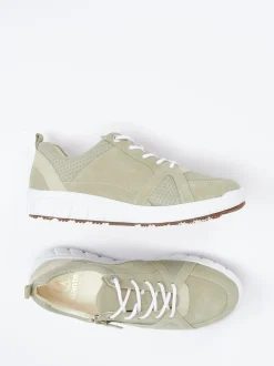 Ganter – Komfort-Sneaker aus Veloursleder salbeigrün