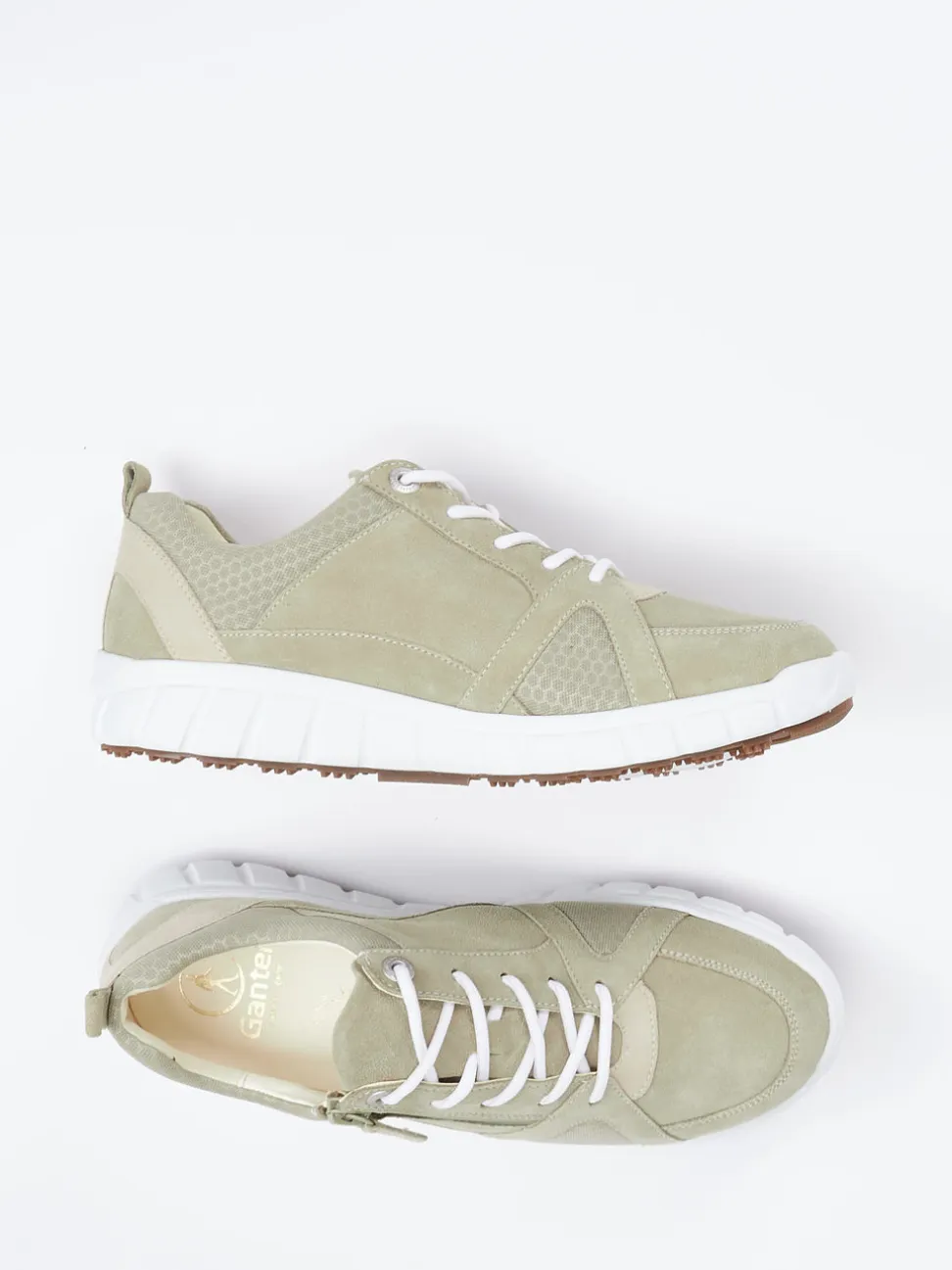 Ganter – Komfort-Sneaker aus Veloursleder salbeigrün