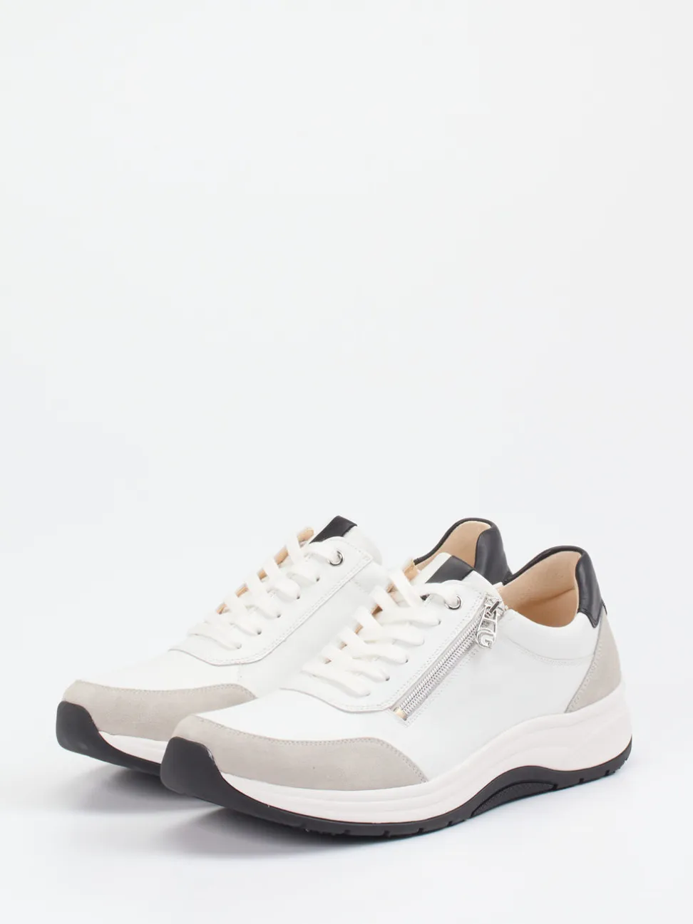 Ganter – Komfort-Sneaker aus Velour- und Glattleder weiß