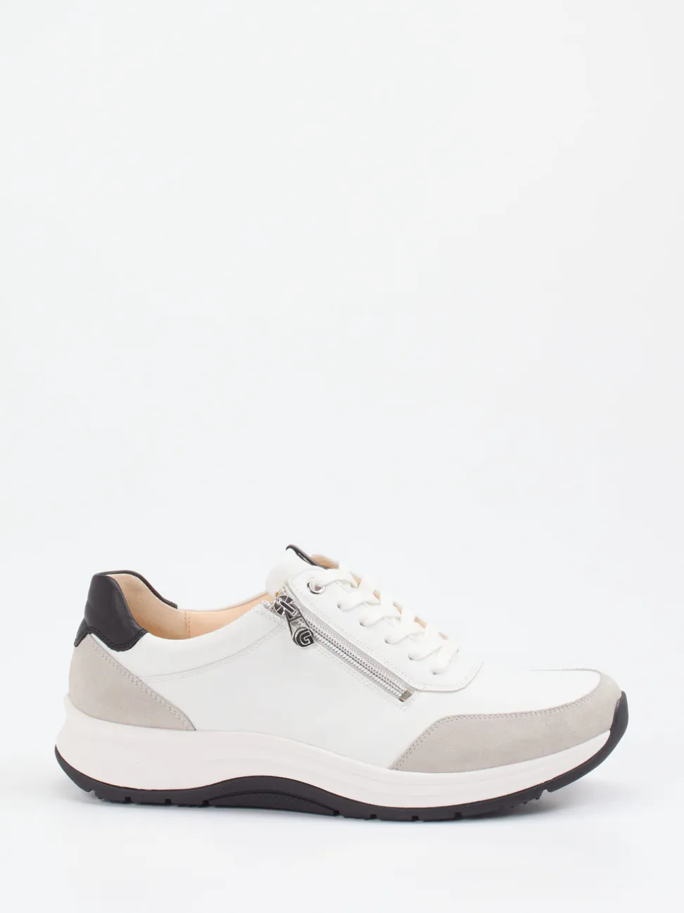 Ganter – Komfort-Sneaker aus Velour- und Glattleder weiß