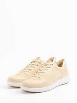 Ganter – Komfort-Sneaker aus Velours- und Glattleder beige