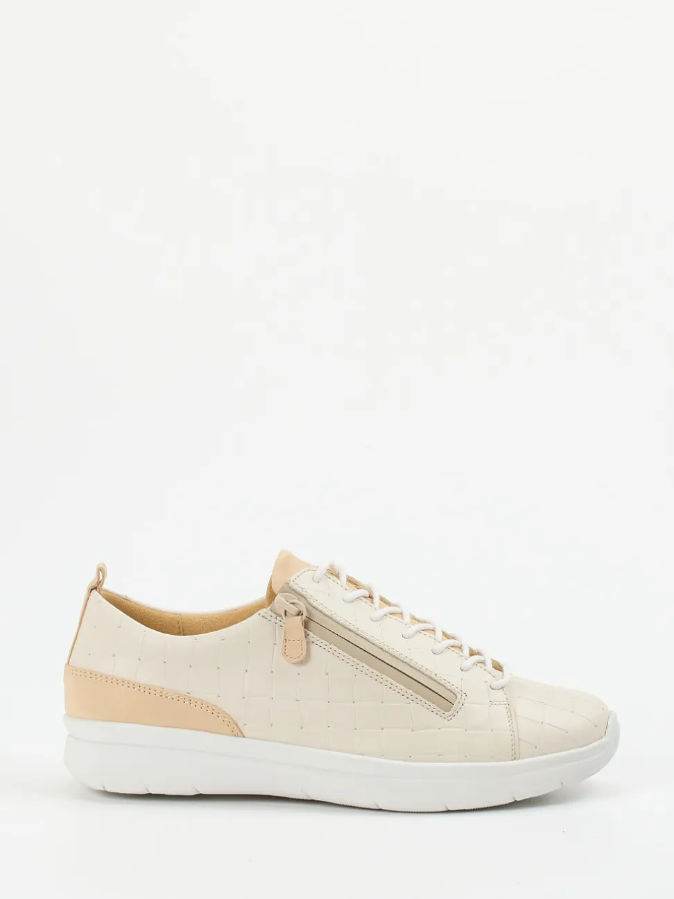 Ganter – Komfort-Sneaker aus geprägtem Leder beige