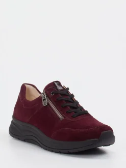 Ganter – Komfort-Sneaker aus Veloursleder bordeauxrot