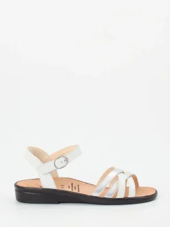 Ganter – Sandalette aus Kalbleder in Weiß Metallic