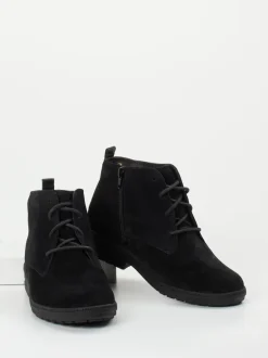 Ganter – Schnürstiefelette aus Veloursleder schwarz
