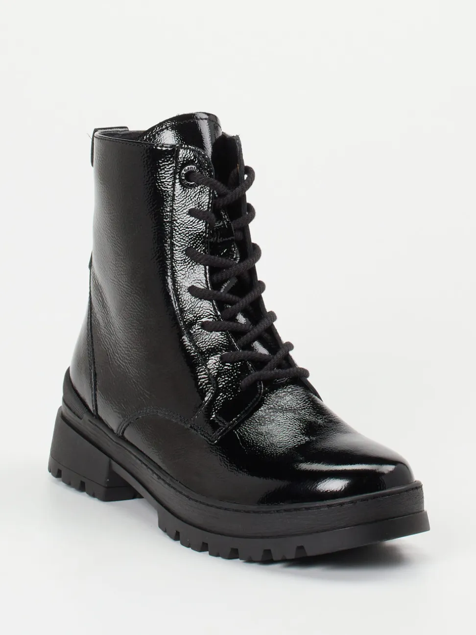 Ganter – Schnürstiefelette aus Lackleder Schwarz
