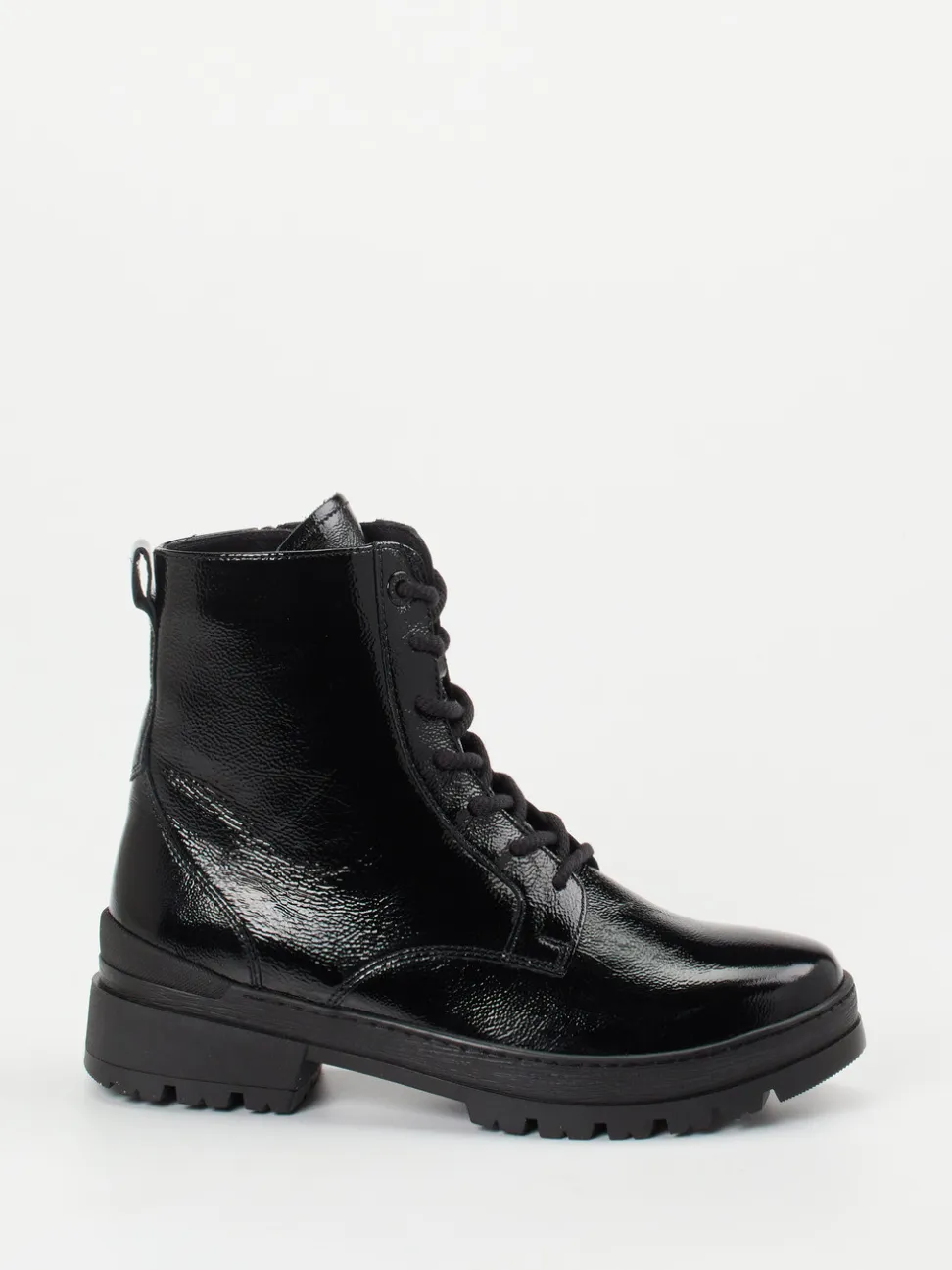 Ganter – Schnürstiefelette aus Lackleder Schwarz