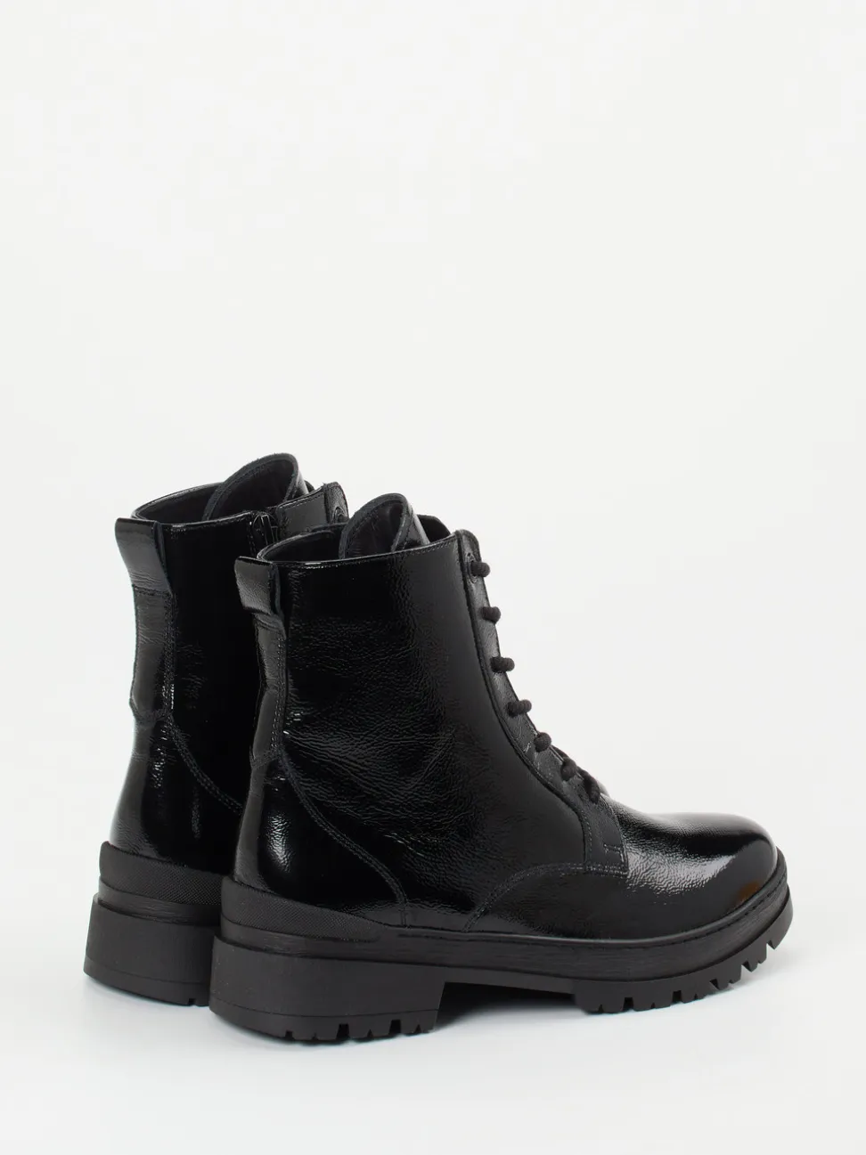 Ganter – Schnürstiefelette aus Lackleder Schwarz