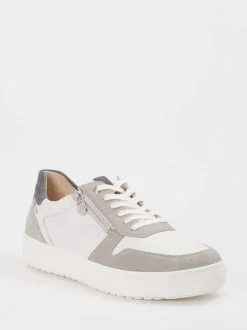 Ganter – Sneaker aus Leder-Mix in Weiß-Grau