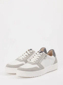 Ganter – Sneaker aus Leder-Mix in Weiß-Grau