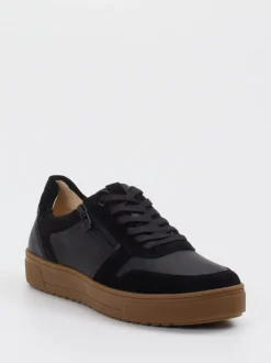 Ganter – Sneaker aus Nappa- und Veloursleder schwarz