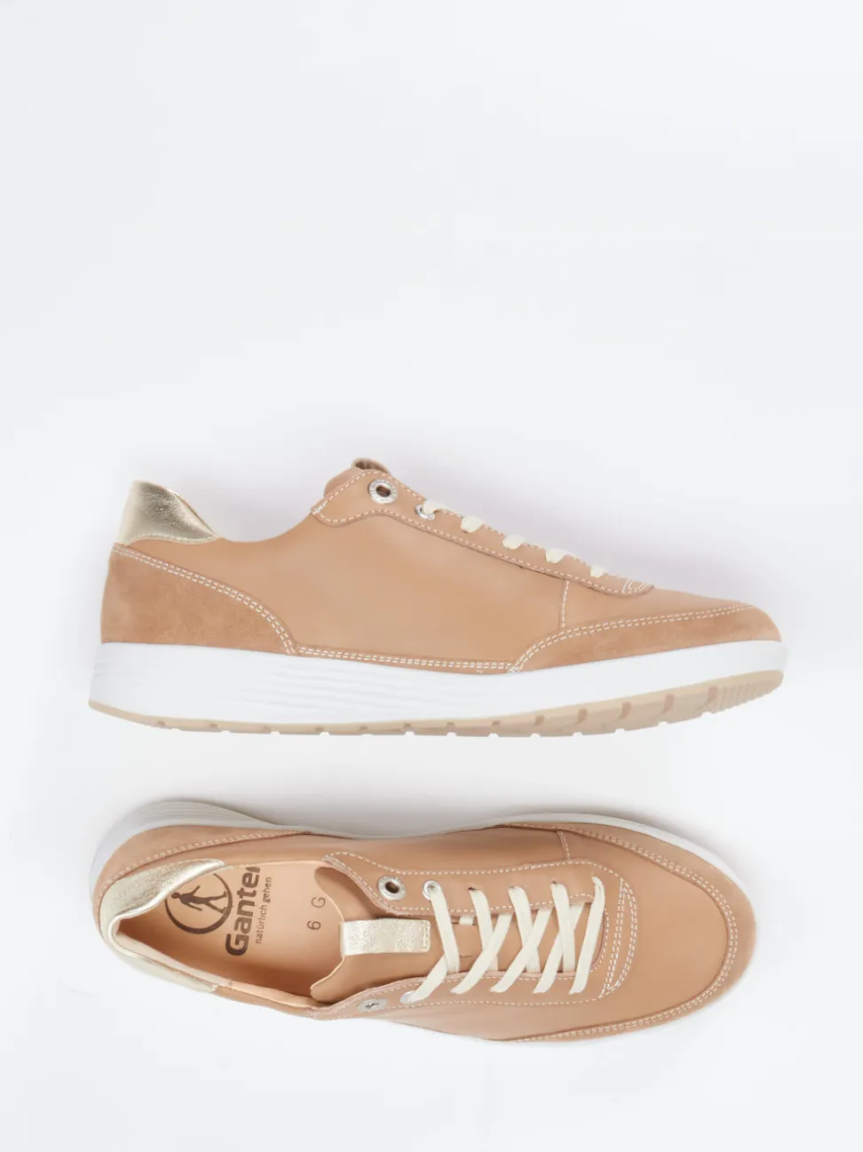Ganter – Sneaker aus Velour- und Glattleder Hellbraun