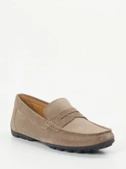 Geox – Loafer aus Veloursleder in Taupe