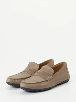 Geox – Loafer aus Veloursleder in Taupe