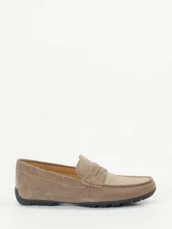 Geox – Loafer aus Veloursleder in Taupe