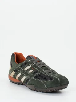 Geox – Low-Top Sneaker aus Veloursleder Olivgrün
