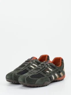 Geox – Low-Top Sneaker aus Veloursleder Olivgrün