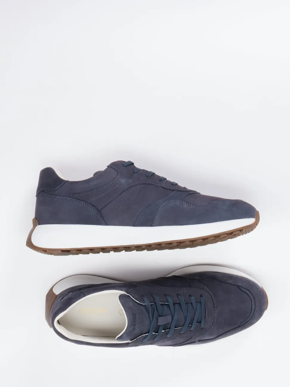 Geox – Retro-Sneaker aus Kalbleder in Dunkelblau