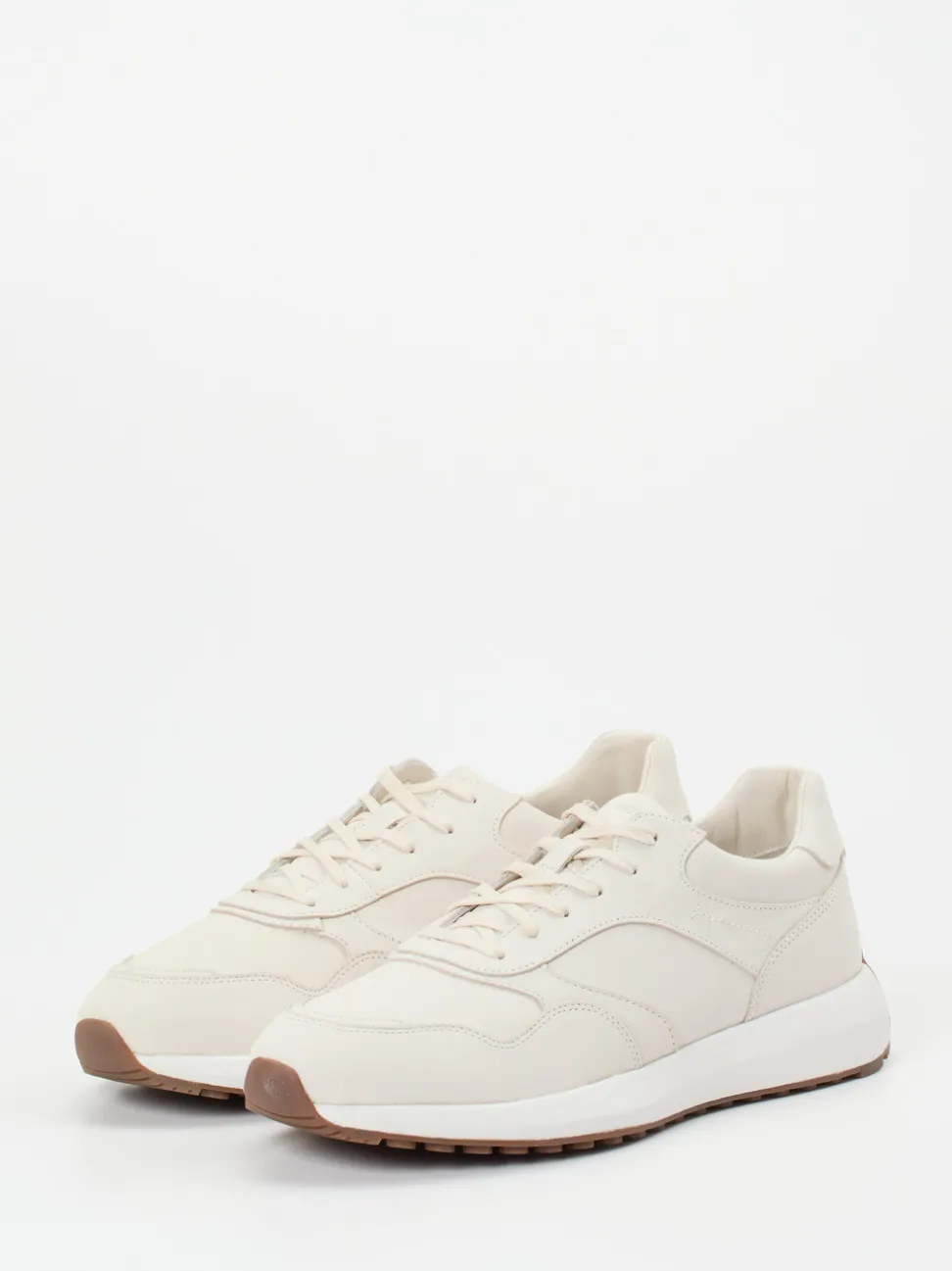 Geox – Retro-Sneaker aus Kalbleder in Beige