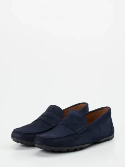 Geox – Slipper aus Veloursleder in Dunkelblau