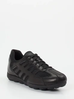 Geox – Sneaker aus Kalbleder und Mesh schwarz