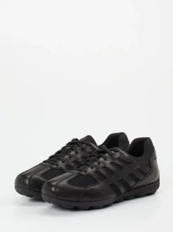Geox – Sneaker aus Kalbleder und Mesh schwarz
