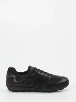 Geox – Sneaker aus Kalbleder und Mesh schwarz