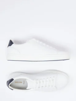 Geox – Sneaker aus Kalbleder Weiß Dunkelblau
