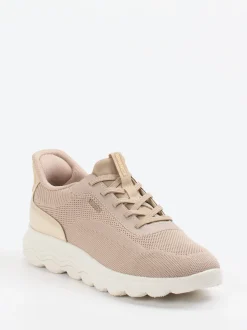 Geox – Sneaker aus Textil in Beige mit Gold-Detail