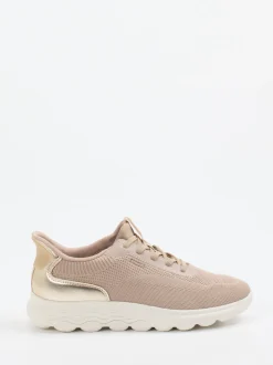 Geox – Sneaker aus Textil in Beige mit Gold-Detail