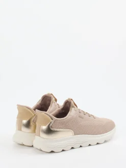 Geox – Sneaker aus Textil in Beige mit Gold-Detail