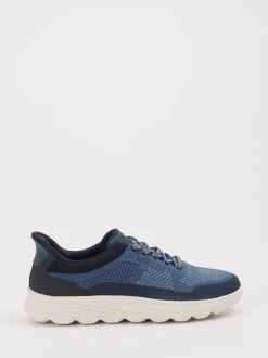 Geox – Sneaker aus Textilstrick in Jeansblau