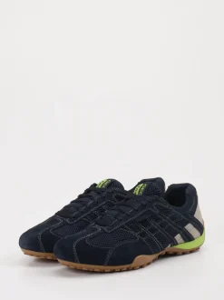 Geox – Sneaker aus Velour und Textil Dunkelblau