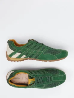 Geox – Sneaker aus Veloursleder und Textil grün