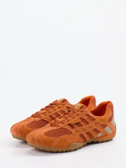 Geox – Sneaker aus Veloursleder und Mesh orange