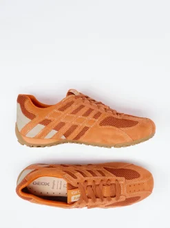 Geox – Sneaker aus Veloursleder und Mesh orange
