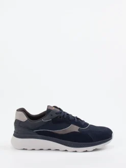 Geox – Sneaker aus Veloursleder und Mesh blau