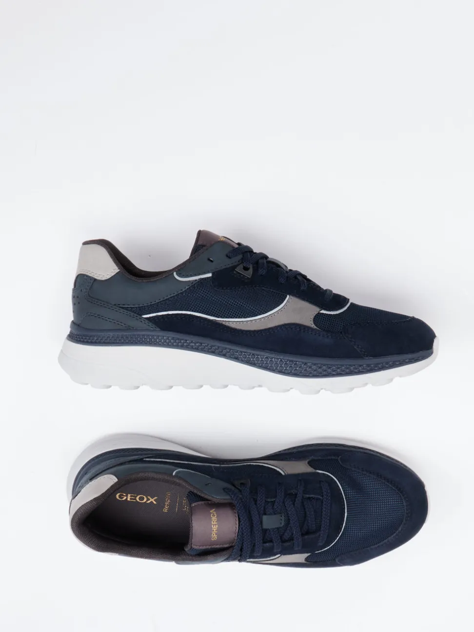 Geox – Sneaker aus Veloursleder und Mesh blau