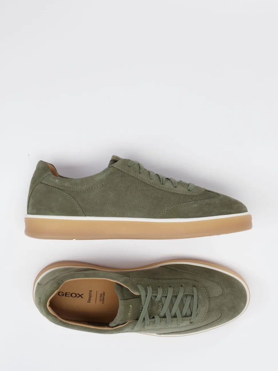 Geox – Sneaker aus Veloursleder olivgrün