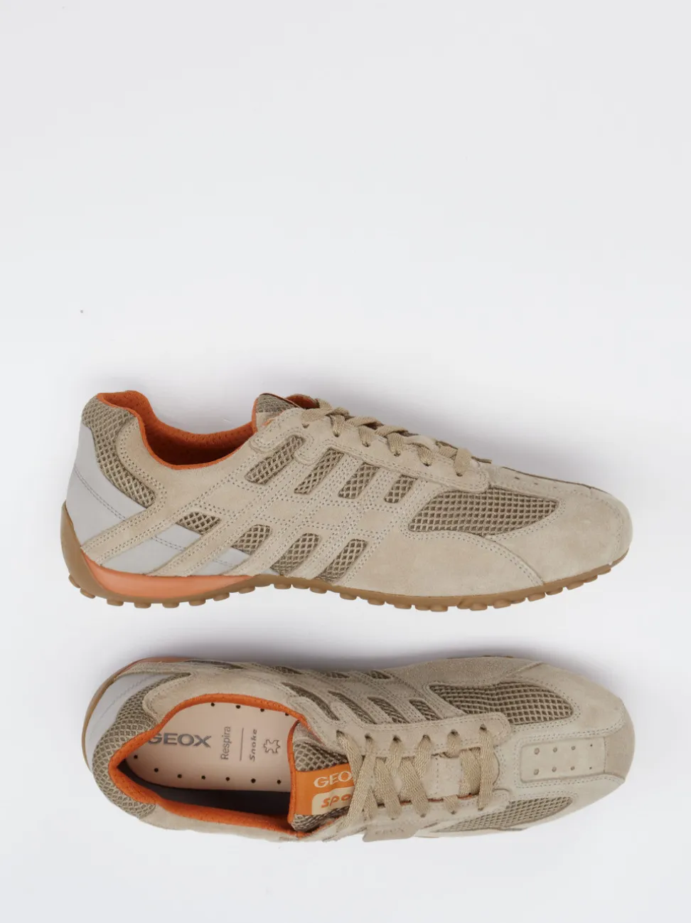 Geox – Sneaker aus Velour/Textil in Beigebraun