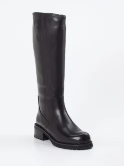Ginger & Glove – Kniehohe Stiefel aus Lammleder Schwarz